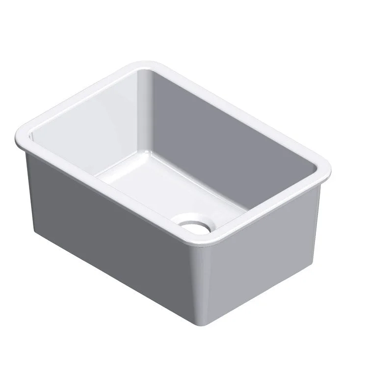 Kitchen Sink 26-1/2L x 19W Inch Single Bowl Orabella White Undermount/Drop In Rectangle