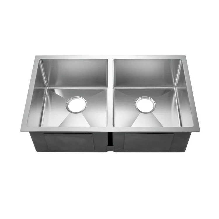 Kitchen Sink 32L x 19W Inch Double Bowl Geraldine Deep 50/50 Stainless Steel Undermount Rectangle