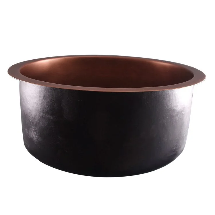 Bar Sink 18L x 18W Inch Single Bowl Verona Drum Smooth Antique Copper Undermount/Drop In Round