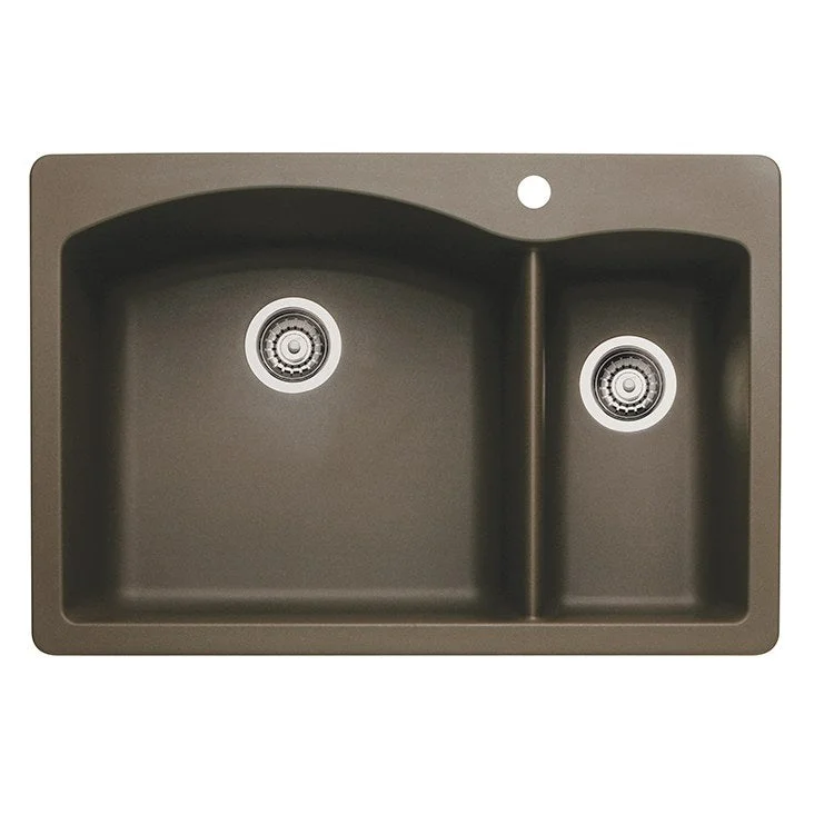 Diamond 33" 1-1/2 Double Bowl Silgranit Dual Mount Kitchen Sink with Ledge