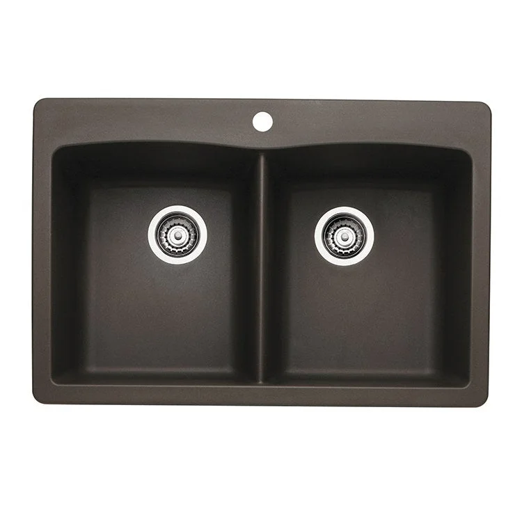 Diamond 33" Equal Double Bowl Silgranit Dual Mount Kitchen Sink with Ledge