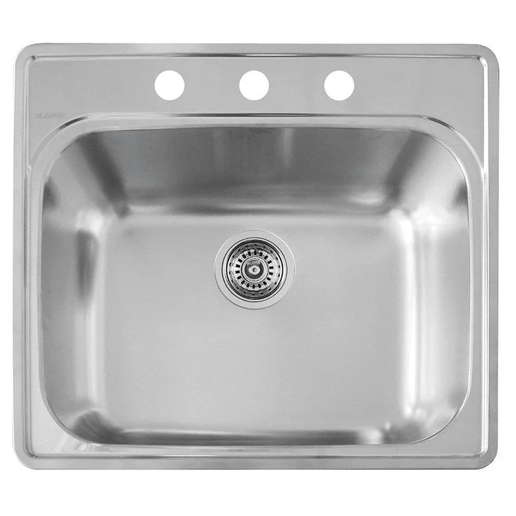 Essential 25" Single Bowl Stainless Steel Drop-In Laundry Sink with 3 Holes