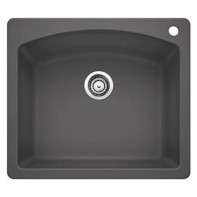 Diamond 25" Single Bowl Silgranit Dual Mount Kitchen Sink with Ledge