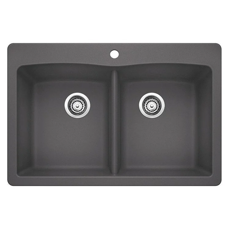 Diamond 33" Equal Double Bowl Silgranit Dual Mount Kitchen Sink with Ledge