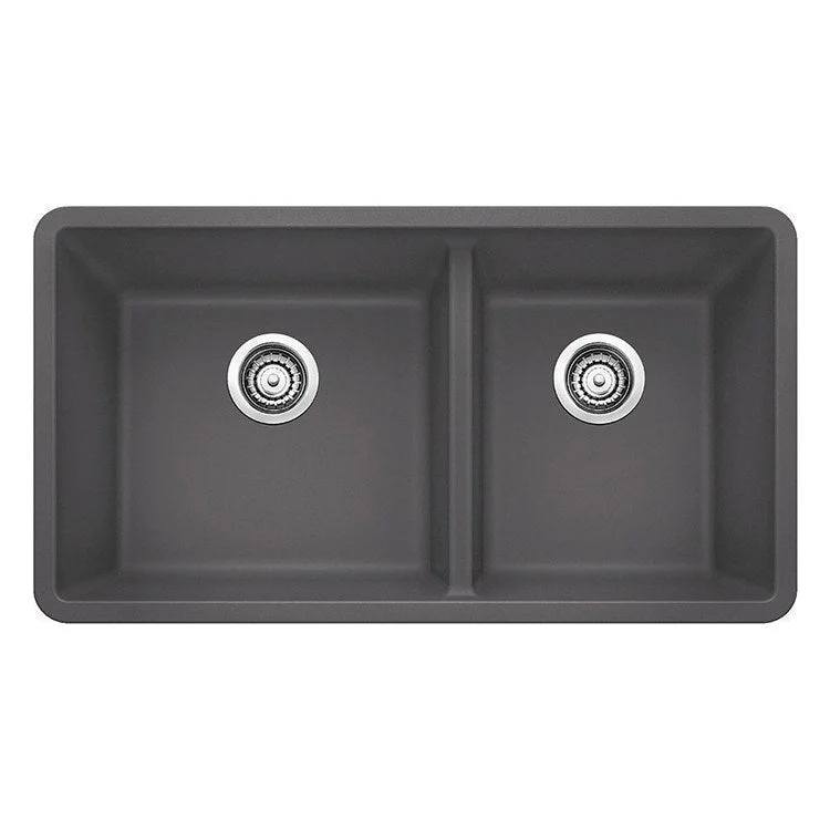 Precis 33" Medium 1-3/4 Double Bowl Silgranit Undermount Kitchen Sink