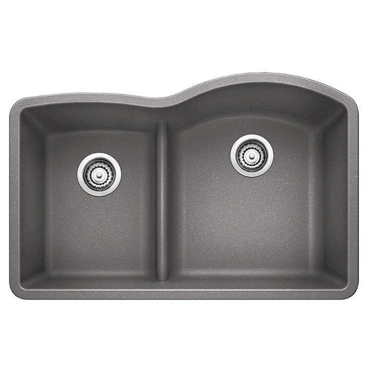 Diamond 32" 1-3/4 Reverse Double Bowl Silgranit Undermount Kitchen Sink with Low Divide