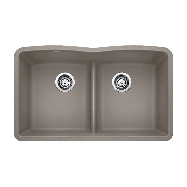 Diamond Silgranit 32"W Undermount Equal Double Bowl Kitchen Sink with Low Divide