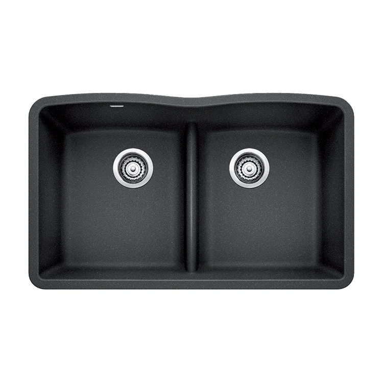 Diamond Silgranit 32"W Undermount Equal Double Bowl Kitchen Sink with Low Divide