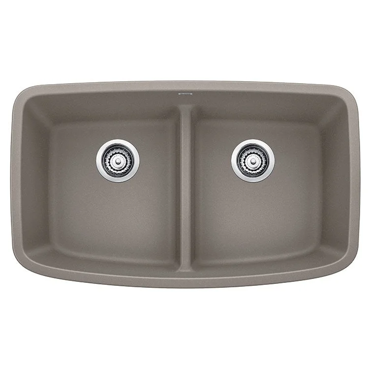 Valea 32" Equal Double Bowl Silgranit Undermount Kitchen Sink with Low Divide