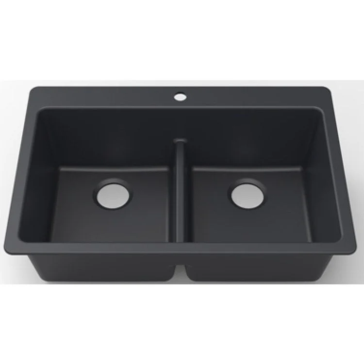 Kitchen Sink Corence 33 x 22 Inch Double Bowl Equal Double Low Divide 1 Hole Anthracite Drop-In/Undermount