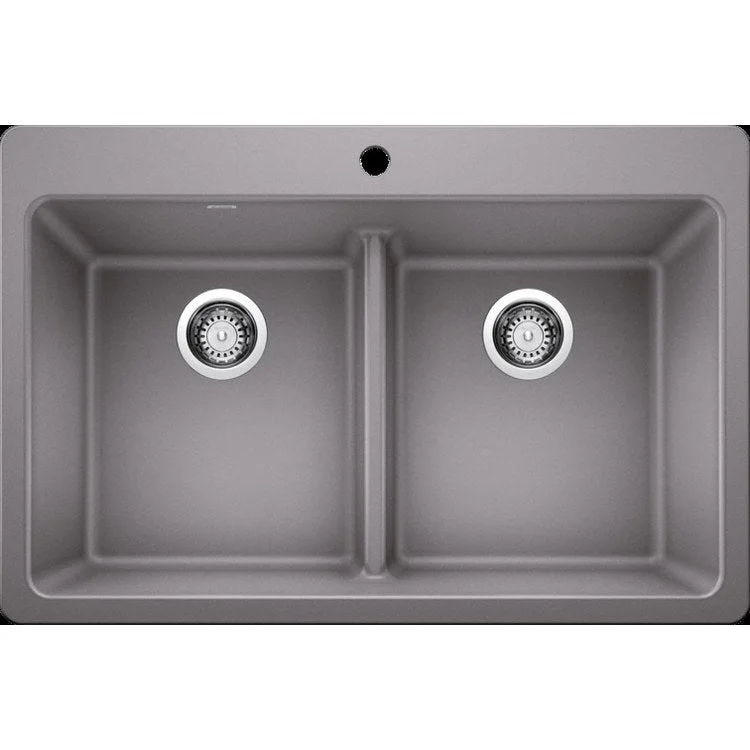 Kitchen Sink Corence 33 x 22 Inch Double Bowl Equal Double 1 Hole Metallic Gray