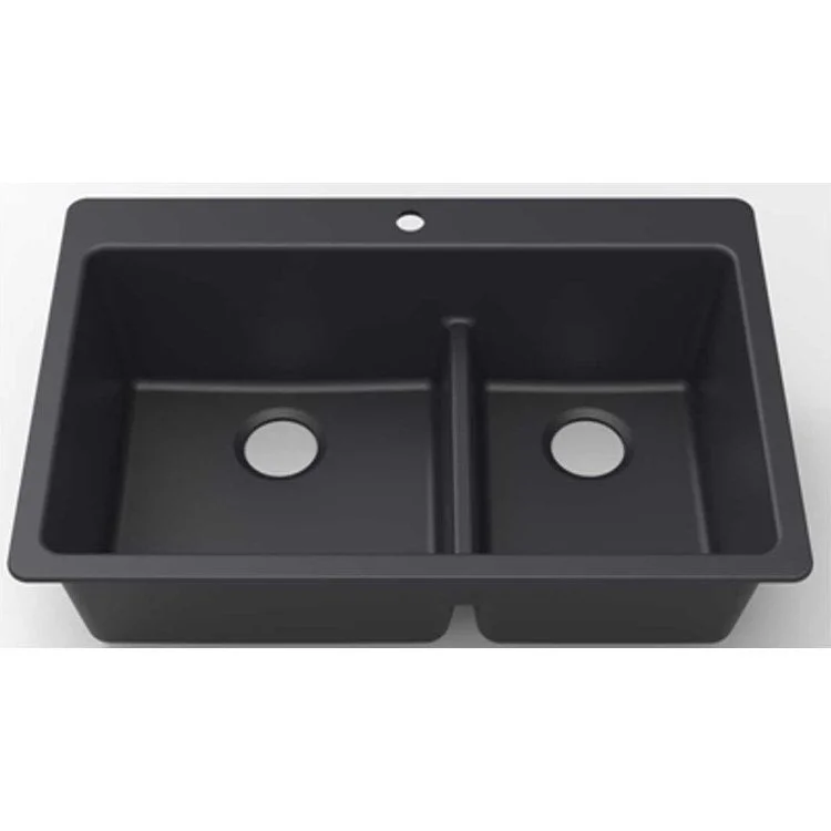 Kitchen Sink Corence 33 x 22 Inch Double Bowl 1-3/4 Double Low Divide 1 Hole Anthracite Drop-In/Undermount