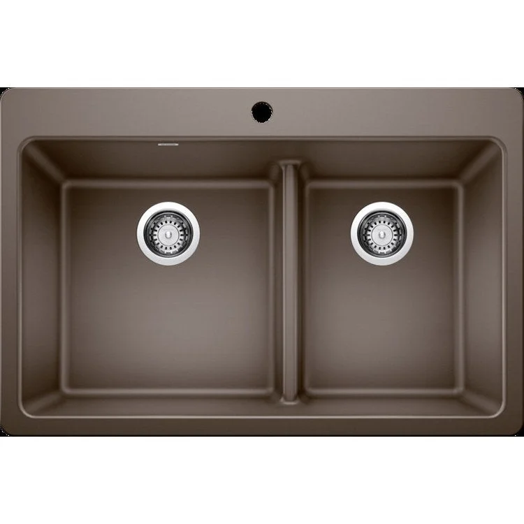 Kitchen Sink Corence 33 x 22 Inch Double Bowl 1-3/4 Double Low Divide 1 Hole Cafe Drop-In/Undermount