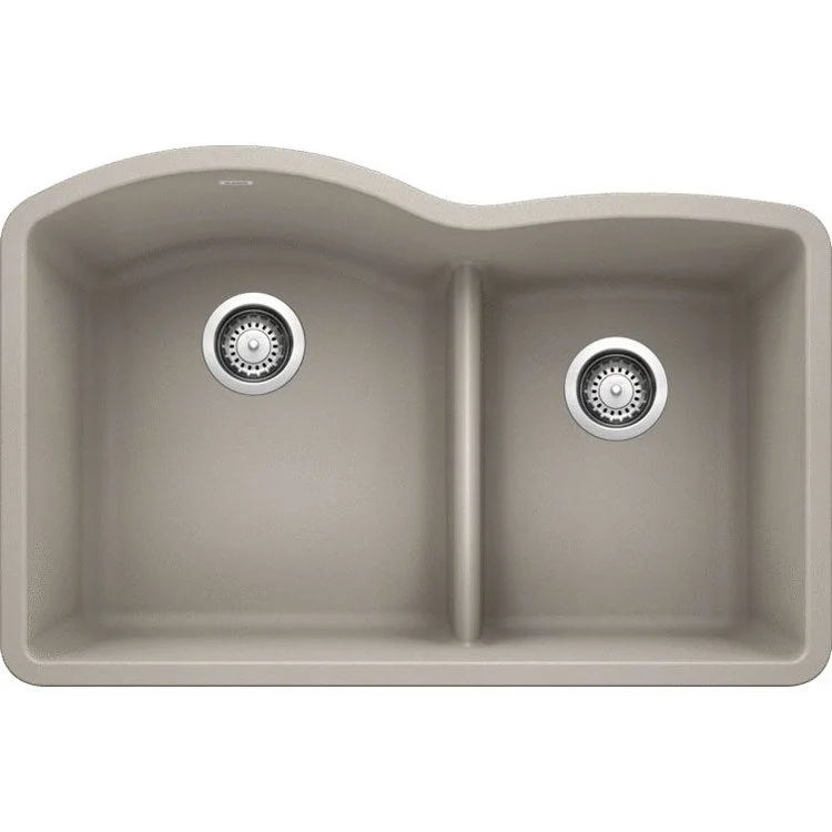 Diamond 32" 1-3/4 Double Bowl Silgranit Undermount Kitchen Sink with Low Divide