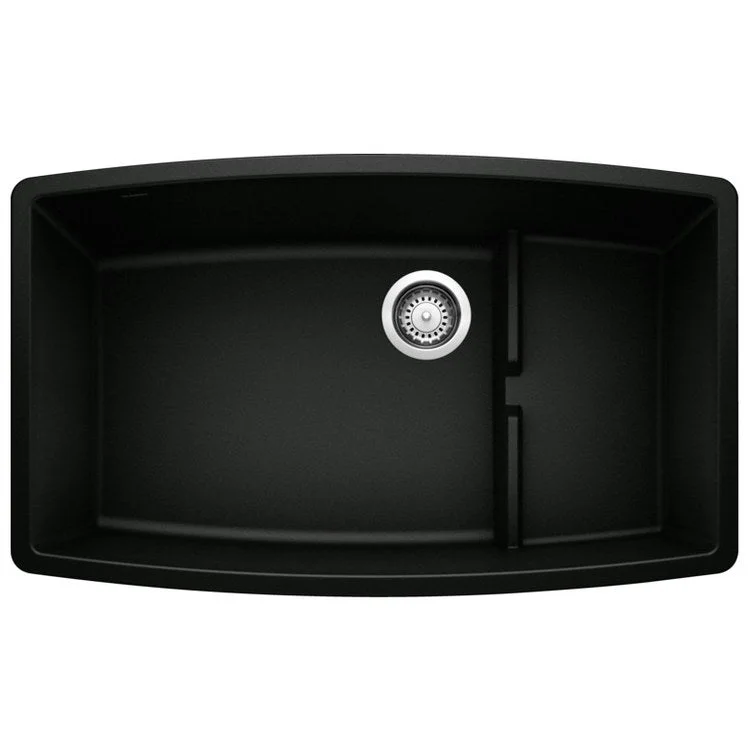 Kitchen Sink Performa Cascade 32 x 20 Inch Single Bowl with 8x17-1/2 Inch Raised Ledge Coal Black Undermount