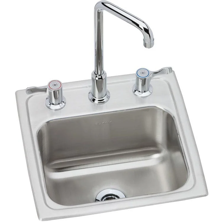 Hospitality Sink 15 x 15 Inch Single Bowl Kit 3 Hole Bowl Dimension 12 x 9-1/4 x 7 Inch