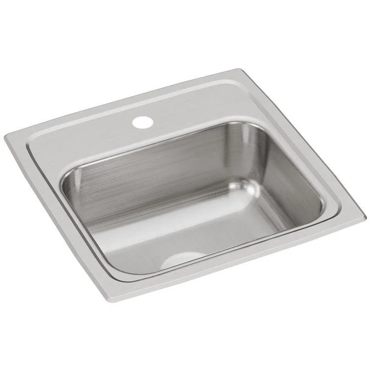 Bar Sink Lustertone Classic 15 x 15 Inch Single Bowl 1 Hole ADA Lustrous Satin Drop-In Square Drain Size 2 Inch