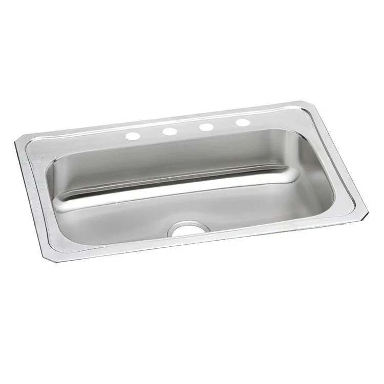 Gourmet Celebrity 33" Single Bowl Stainless Steel Drop-In Kitchen Sink with 4 Holes