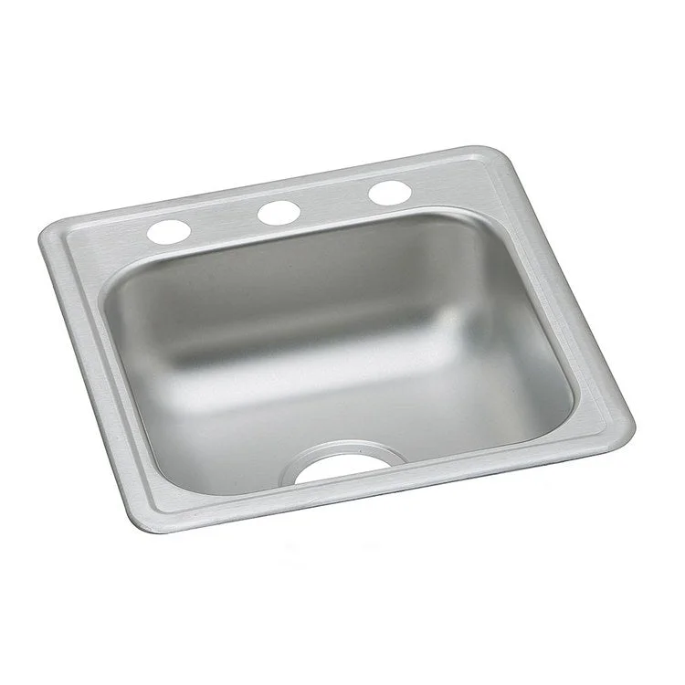 Kitchen Sink Dayton 17 x 19 Inch Single Bowl 3 Hole ADA Satin Drop-In Rectangle Drain Location Center Depth 6-1/5 Inch Bottom Only Pads