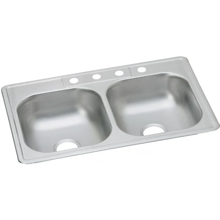 Dayton 33" Double Bowl Stainless Steel Drop-In Kitchen Sink with 4 Holes