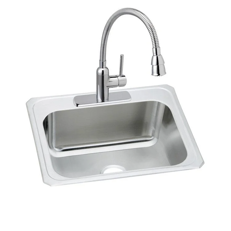 Pursuit 25" Single Bowl Stainless Steel Drop-In Laundry Kitchen Sink with Faucet