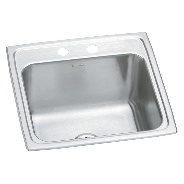 Laundry Sink Lustertone Classic 19.5 x 19 Inch Single Bowl Perfect Drain 2 Hole Lustrous Satin Drop-In