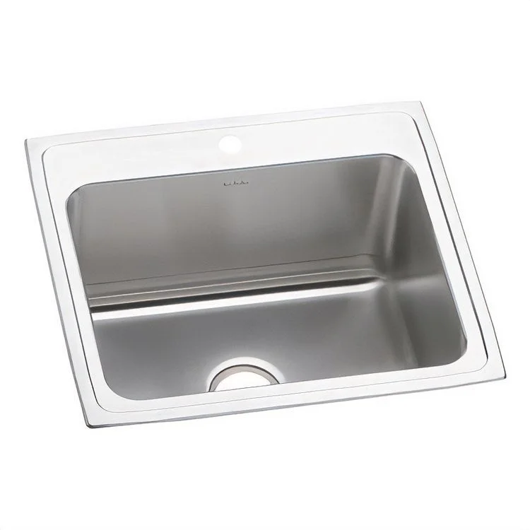 Lustertone Classic 25" Single Bowl Stainless Steel Drop-In Kitchen Sink with 1 Hole