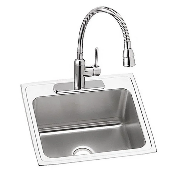 Lustertone Classic 25" Single Bowl Stainless Steel Drop-In Kitchen/Laundry Kitchen/Laundry Sink with Faucet