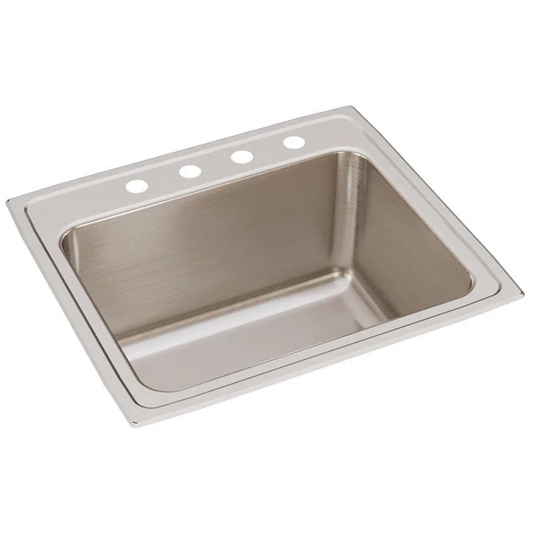 Lustertone Classic 25" Single Bowl Stainless Steel Drop-In Kitchen Sink with 4 Holes