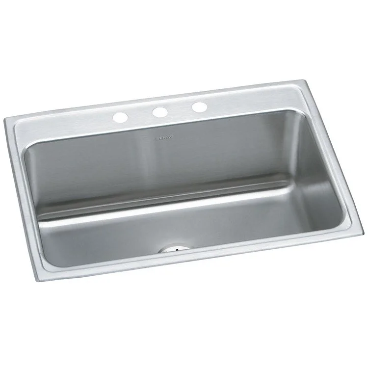 Kitchen Sink Lustertone Classic 31 x 22 Inch Single Bowl with Perfect Drain 3 Hole Lustrous Satin Drop-In 11-5/8 Inch