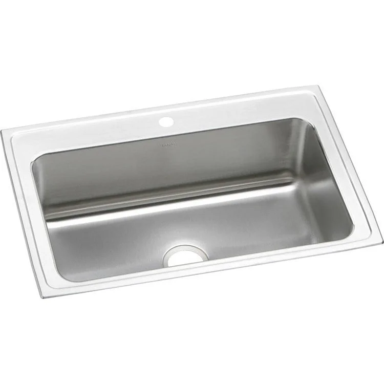 Lustertone Classic 33" Single Bowl Stainless Steel Drop-In Kitchen Sink with 1 Hole