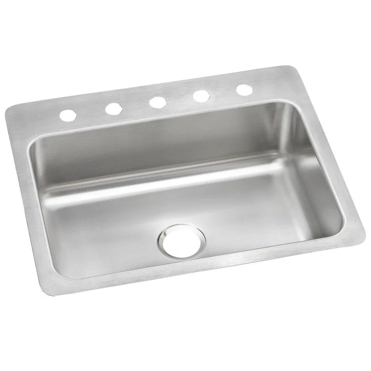 Kitchen Sink Dayton 27 x 22 Inch Single Bowl 5 Hole Elite Satin Top Mount Undermount