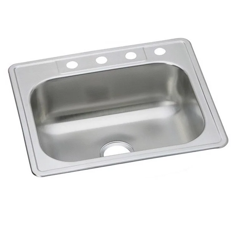 Kitchen Sink Dayton 33 x 22 Inch Single Bowl Equal 1 Hole Elite Satin Drop-In Drain Location Center Multiple of 40 Bottom Only Pads