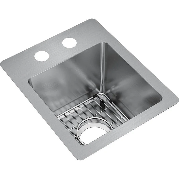 Sink Kit Crosstown Dual Mount 13 x 16 Inch Single Bowl 2 Hole Polished Satin Bottom Grid