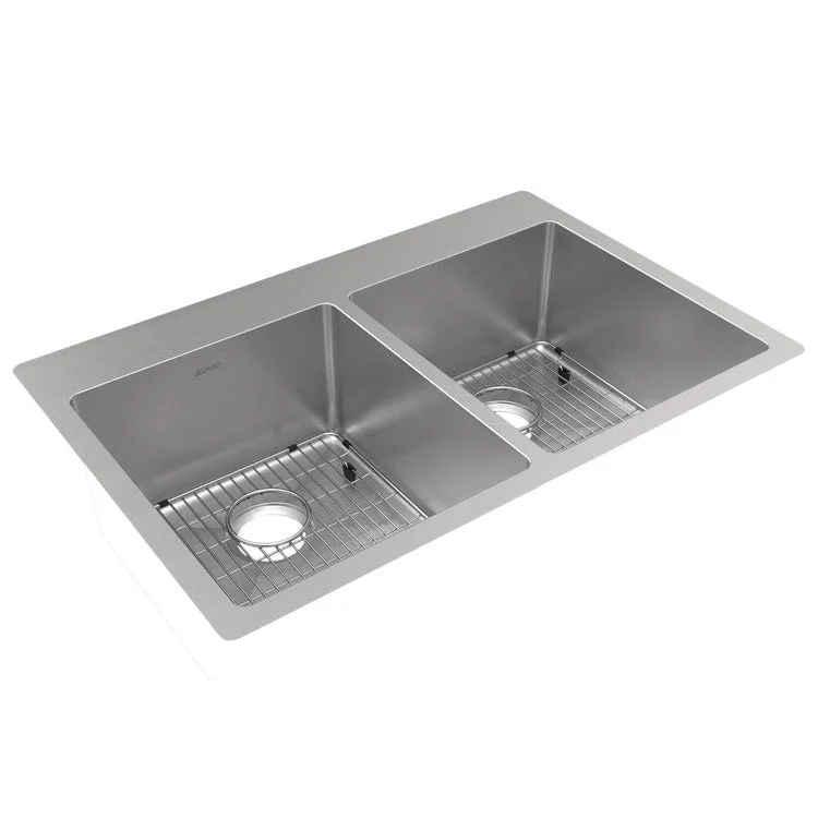 Kitchen Sink Crosstown 33 x 22 Inch Double Bowl Equal Kit Polished Satin Drop-In Undermount