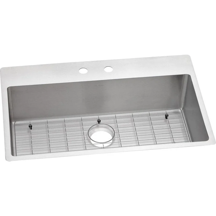 Kitchen Sink Crosstown 33 x 22 Inch Single Bowl Kit 2 Hole Polished Satin Drop-In Undermount Stainless Steel 18 Gauge