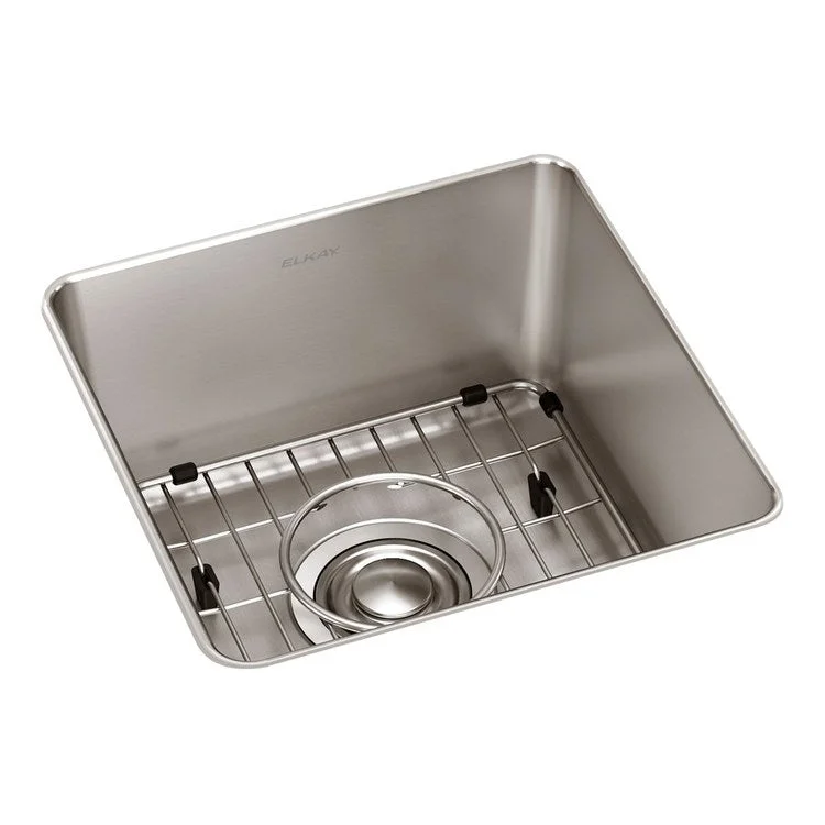 Kitchen Sink Lustertone Iconix 14.5 x 14.5 Inch Single Bowl Kit Luminous Satin Undermount