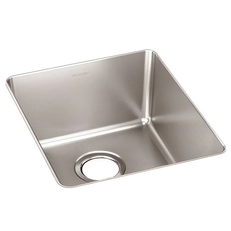 Kitchen Sink Lustertone Iconix 16 x 18.5 Inch Single Bowl Luminous Satin Undermount Drain Location Rear Center