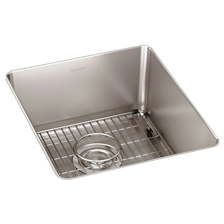 Kitchen Sink Lustertone Iconix 16 x 18.5 Inch Single Bowl Kit Luminous Satin Undermount Drain Location Rear Center