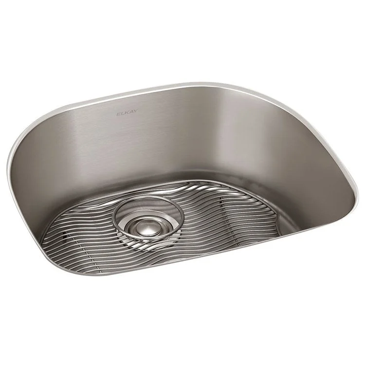 Sink Kit Lustertone Iconix 23.625 x 21.25 Inch Single Bowl Luminous Satin Bottom Grid Drain Strainer