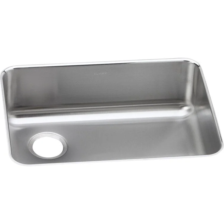 Kitchen Sink Lustertone Classic 25.5 x 19.25 Inch Depth 8 Inch Single Bowl Lustrous Satin Undermount Drain Location Rear Left