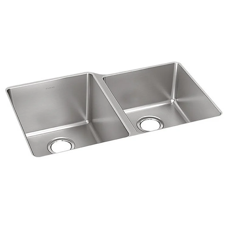 Kitchen Sink Lustertone Iconix 31.25 x 20.5 Inch Double Bowl with Right Small Bowl Luminous Satin Undermount