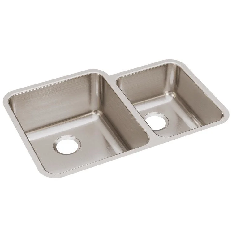 Kitchen Sink Lustertone Classic 30.75 x 21 Inch Double Bowl Offset 60/40 Lustrous Highlighted Satin Undermount