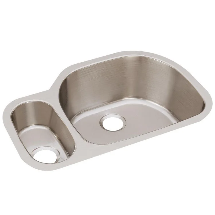 Lustertone Classic 31-1/2" 30/70 Offset Double Bowl Stainless Steel Undermount Kitchen Sink