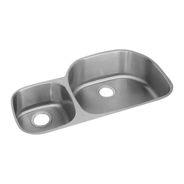 Lustertone Classic 36-1/4" Offset 40/60 Double Bowl Stainless Steel Undermount Sink