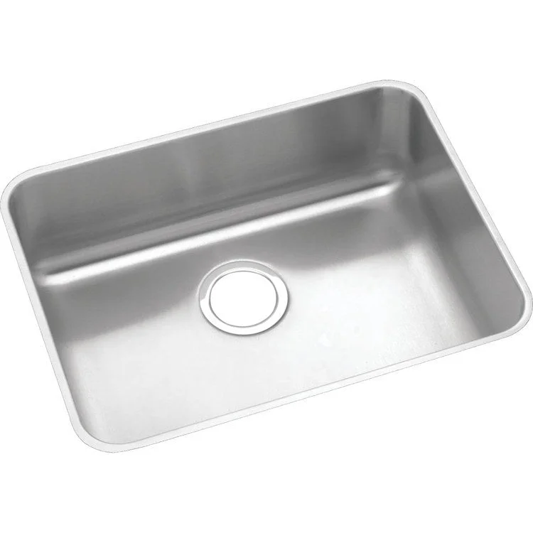 Kitchen Sink Lustertone Classic 23.5 x 18.25 Inch Single Bowl ADA Lustrous Satin Undermount Rectangle Drain Location Rear Center Depth 5-3/8 Inch Bottom Only Pads