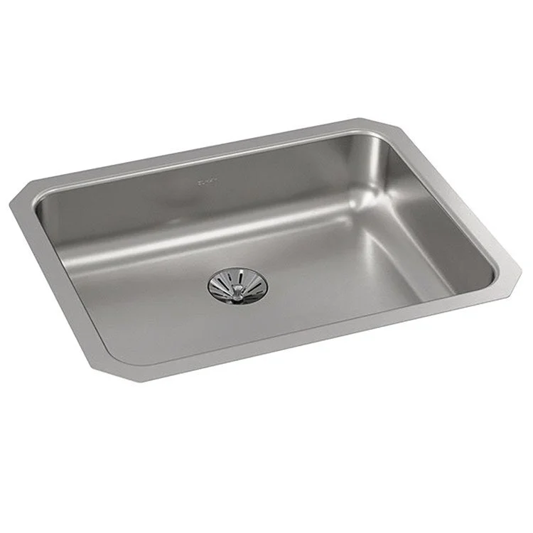 Kitchen Sink Lustertone Classic 23.5 x 18.25 Inch Single Bowl with Perfect Drain ADA Lustrous Satin Undermount Rectangle Drain Location Rear Center Depth 5-3/8 Inch Bottom Only Pads