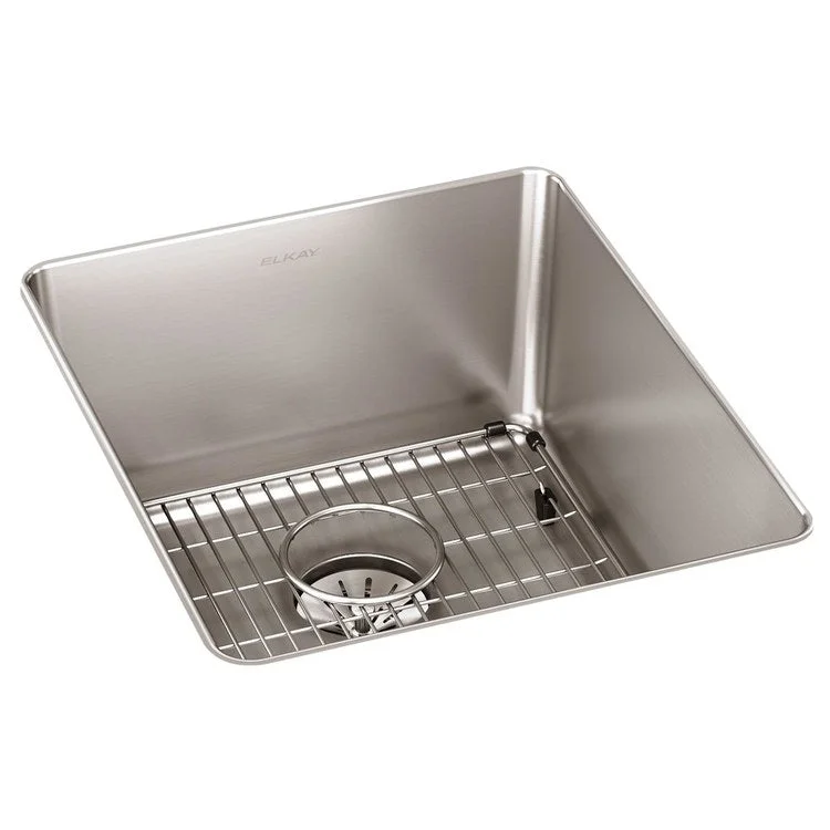 Sink Kit Lustertone Iconix Perfect Drain 16 x 18.5 Inch Single Bowl Luminous Satin One EBG1214 Bottom Grid One LKPD1 Perfect Drain and Strainer