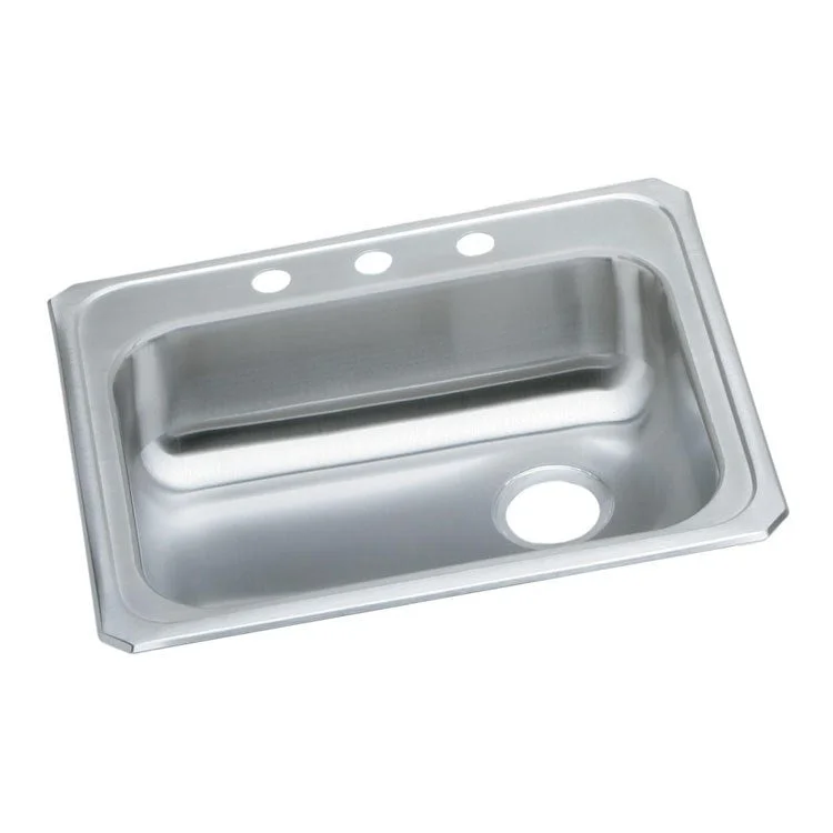 Celebrity 25" Single Bowl Stainless Steel Drop-In Kitchen Sink with 3 Holes and Right-Side Drain