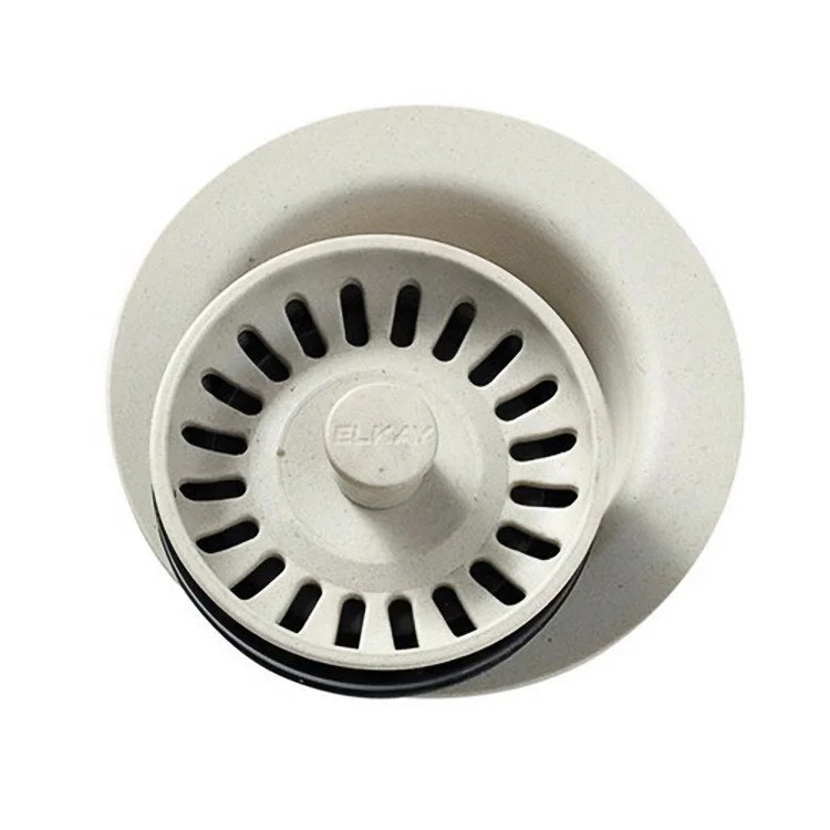 Disposal Flange with Removable Basket Strainer and Rubber Stopper Bisque 3-1/2 Inch Polymer for Sinks with 3-1/2" Drain Opening